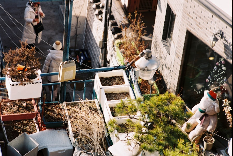 a group of people standing on top of a roof