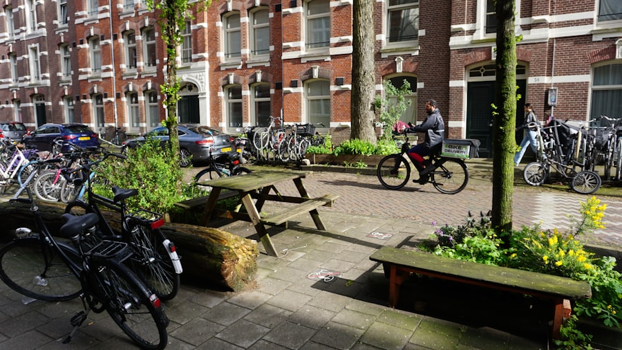 a bunch of bikes parked next to each other