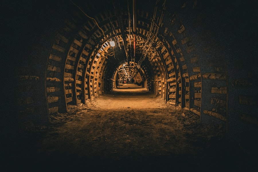 A dark tunnel with a light at the end