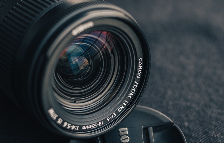 a camera lens sitting on top of a camera