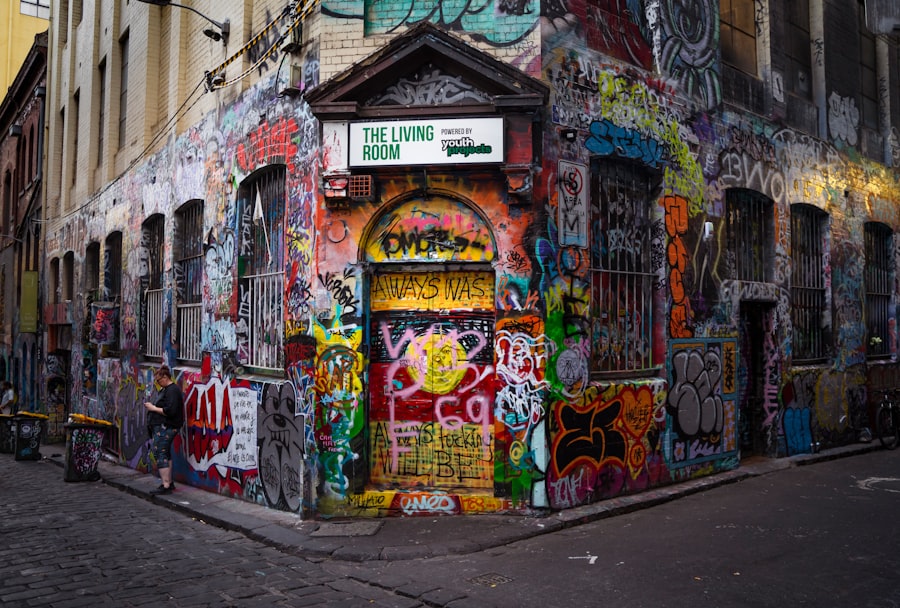 a building with a lot of graffiti all over it