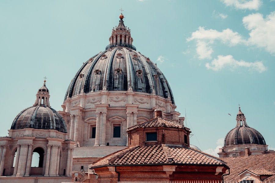 the dome of a building with a sky background