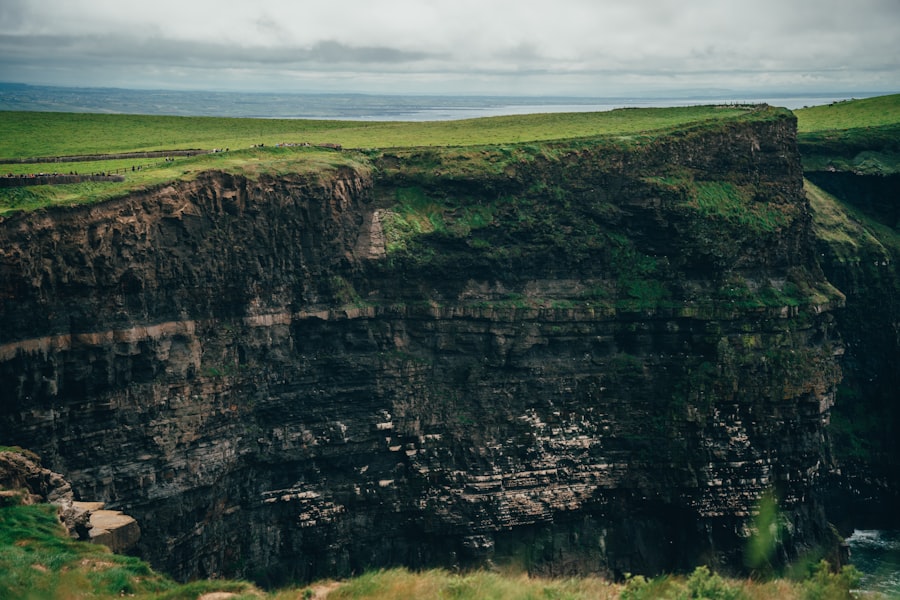 Green grassy cliffs overlooking the ocean