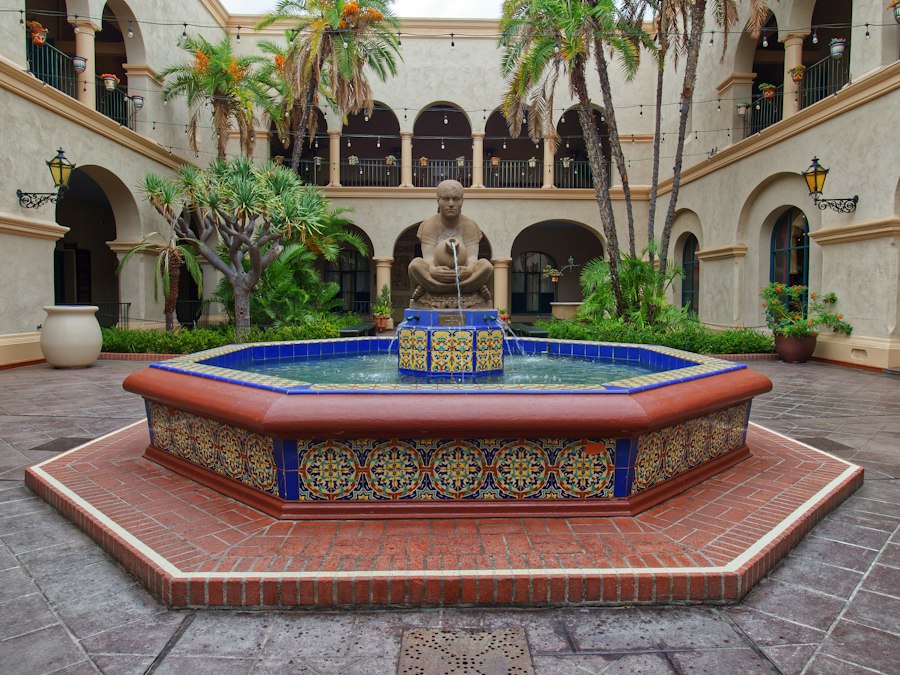a statue in a courtyard