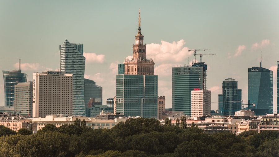 high rise buildings near green trees during daytime