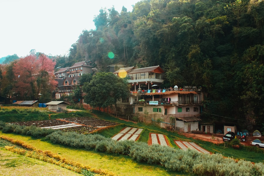 brown and white houses on focus photography