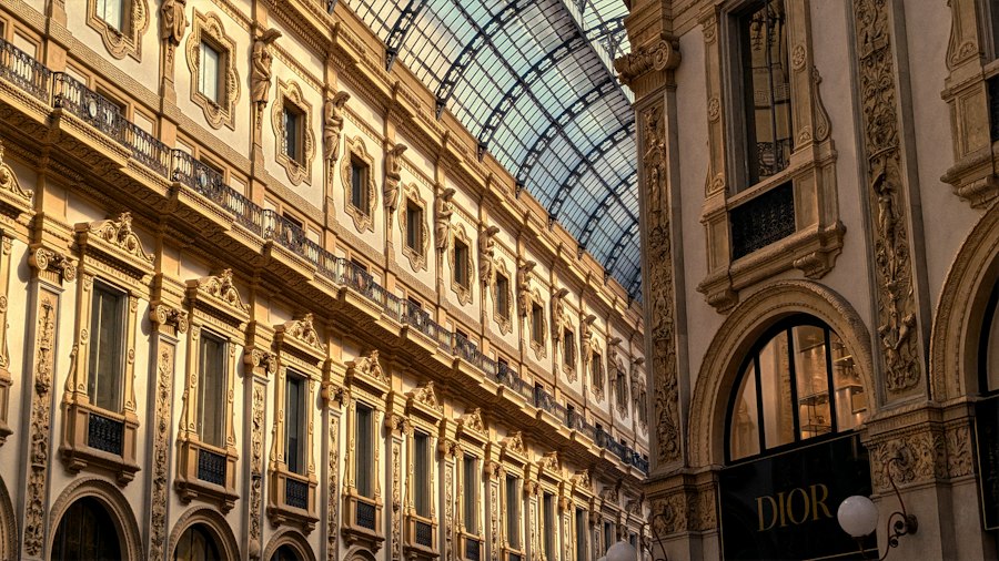 Grand ornate architecture with a stunning glass ceiling